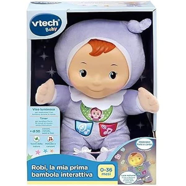 Babyspel - VTECH - Robi, min första interaktiva docka - Nattljus - 40 vaggvisor