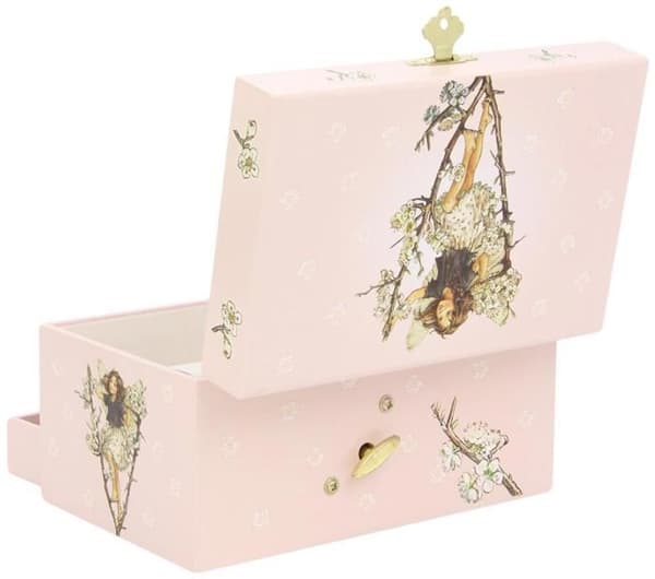 Musikalisk smyckeskrin - BYXA - Körsbärsträ - Fairy Elf - Rosa - 18x11x10 cm