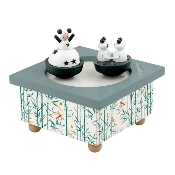 Panda TROUSSELIER speldosa i trä - Principen för magneter - 11,5x11,5 cm