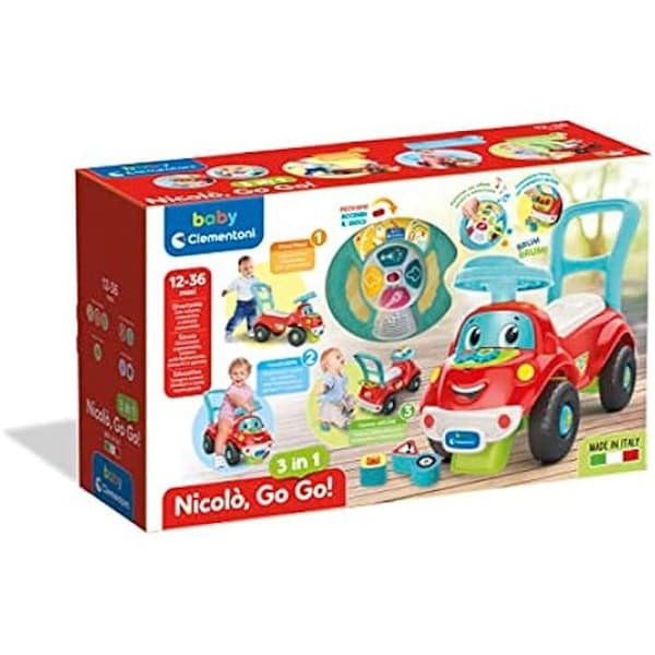 Pedagogiskt spel - CLEMENTONI - Nicolò Go Go 3 i 1 - Ridmaskin - Talande elektronik - Ljus och ljud
