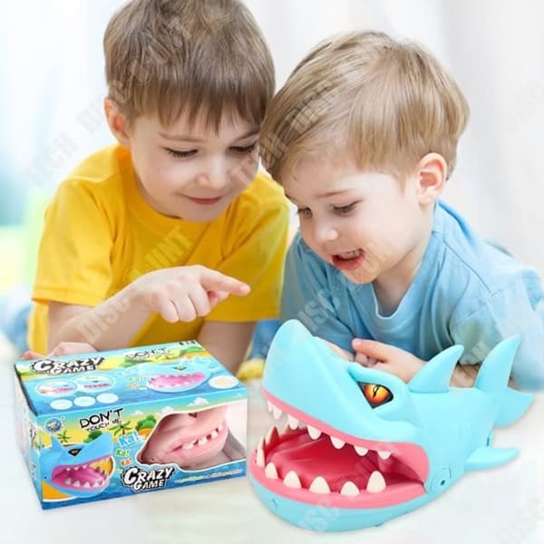 TD® Big Finger Biting Shark med musik, bett, tandtryck, Helpersonsleksak för barn, Rosa