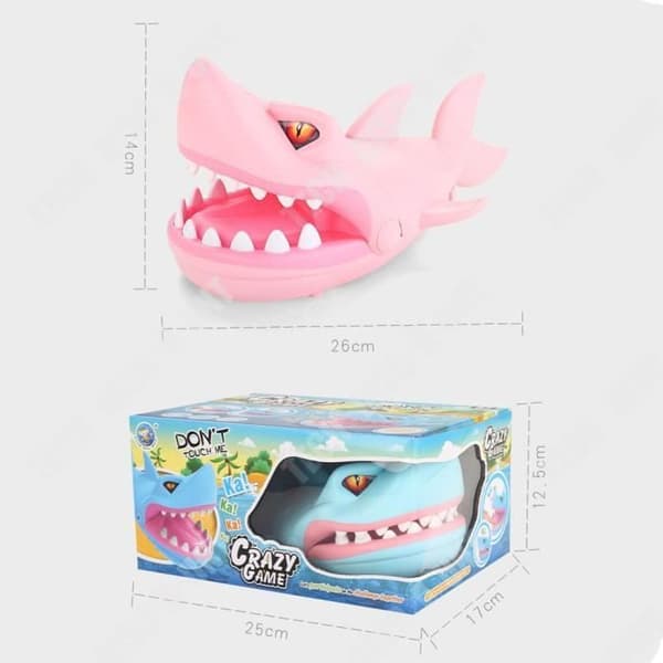TD® Big Finger Biting Shark med musik, bett, tandtryck, Helpersonsleksak för barn, Rosa