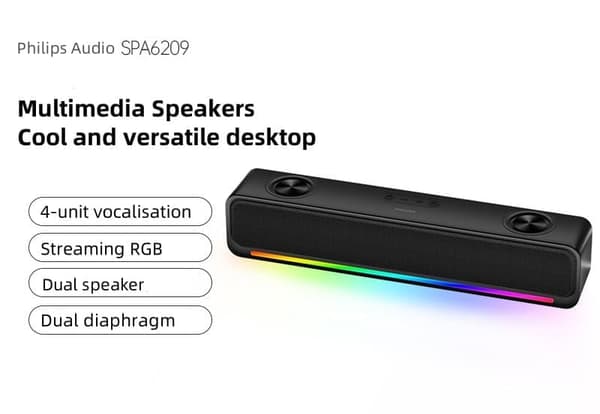 Philips SPA6209 multimedie Bluetooth-højttaler: Desktop-subwoofer, bærbar Bluetooth Ny oplevelse