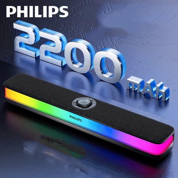 Philips trådløs Bluetooth-højttaler til stationær computer, RGB-lysstrimmel til spil, lyd til computer stationær computer til hjemmet