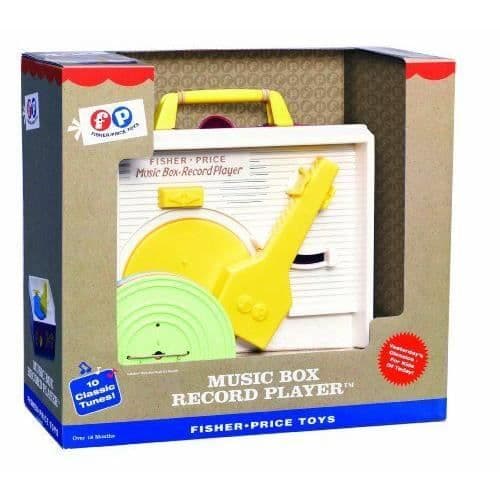Babymusikalisk leksak - Fisher Price - Musikdosa Skivspelare - 10 låtar - Vit - Unisex - 24 månader och uppåt