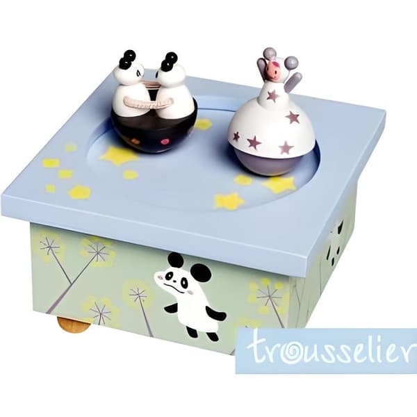 Panda TROUSSELIER speldosa i trä - Principen för magneter - 11,5x11,5 cm