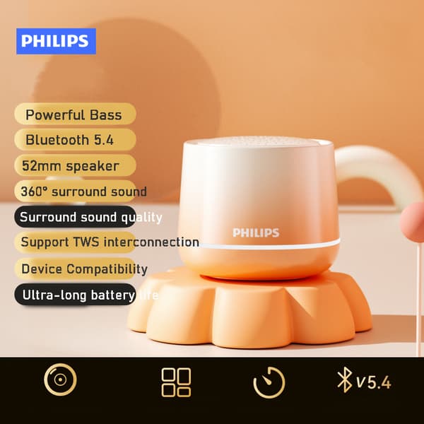Philips trådløs Bluetooth Mini Højttaler 2025 Ny Mini Subwoofer Bluetooth Højttaler med høj lydstyrke
