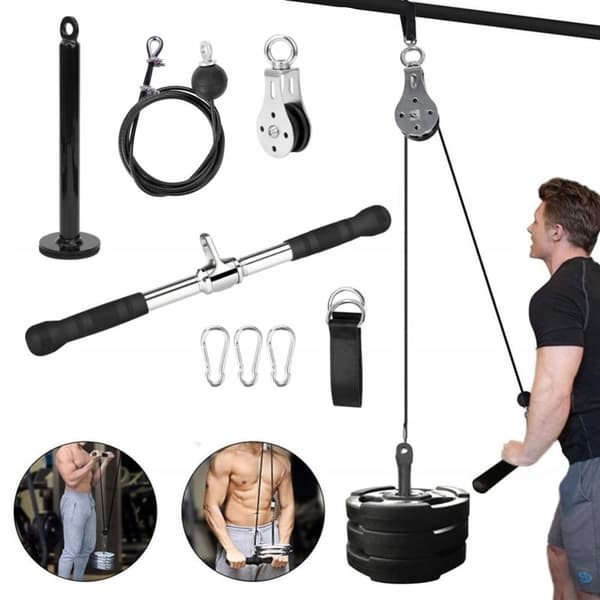 Pull-up øvelsessæt: stang 2 cm, reb 2,5 m, lige håndtag 51 cm