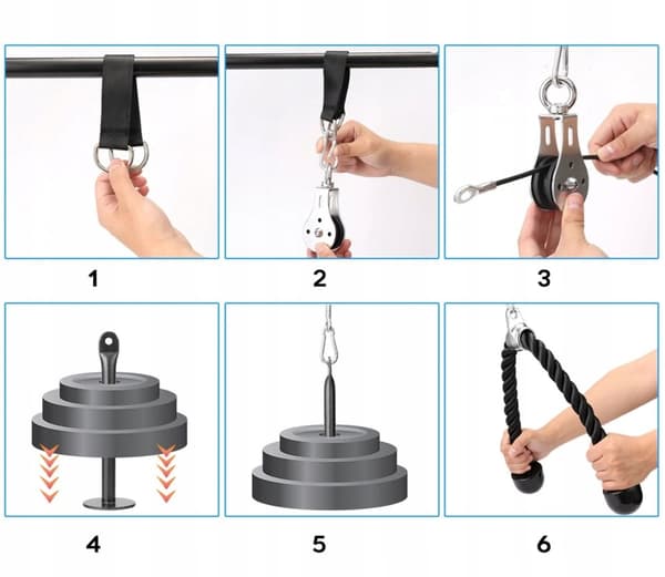 Pull-up øvelsessæt: stang 4,8 cm, reb 2,5 m, rebhåndtag