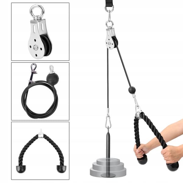 Pull-up øvelsessæt: stang 4,8 cm, reb 2,5 m, rebhåndtag