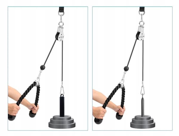 Pull-up øvelsessæt: stang 4,8 cm, reb 2,5 m, rebhåndtag