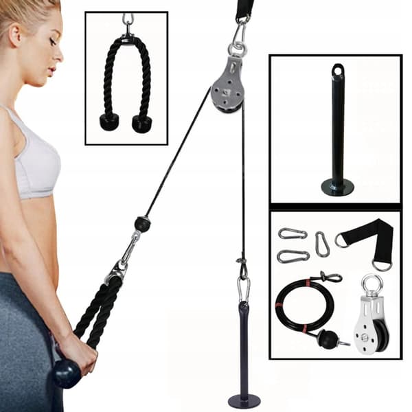 Pull-up øvelsessæt: stang 4,8 cm, reb 2,5 m, rebhåndtag