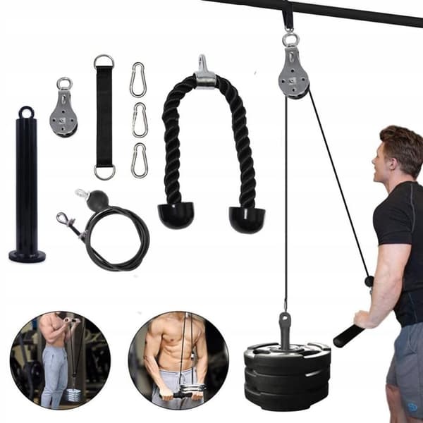 Pull-up øvelsessæt: stang 4,8 cm, reb 2,5 m, rebhåndtag