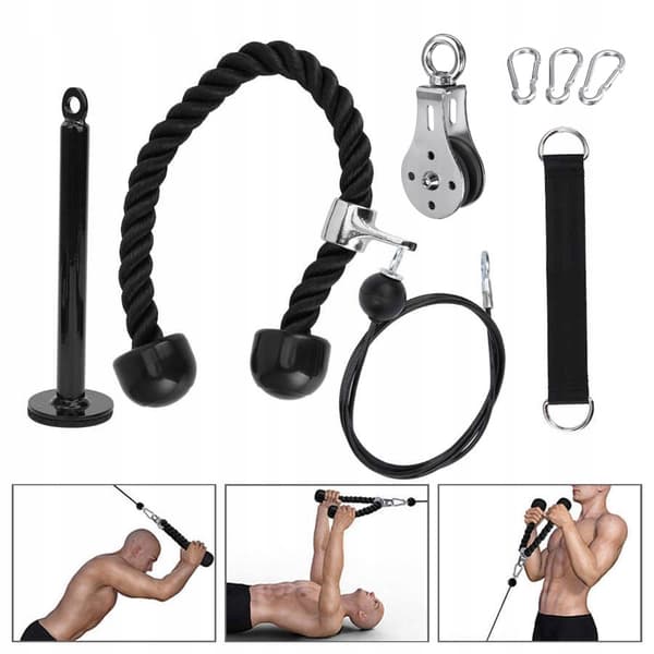 Pull-up-övningsset: 2 cm stång, 2,5 m rep, rephandtag