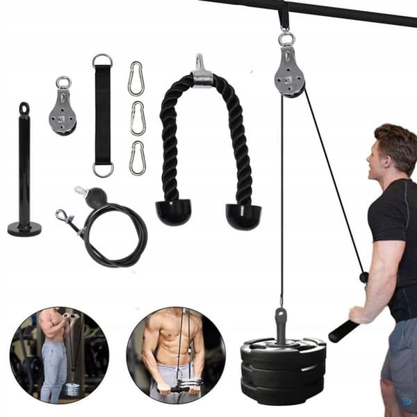 Pull-up-övningsset: 2 cm stång, 2,5 m rep, rephandtag