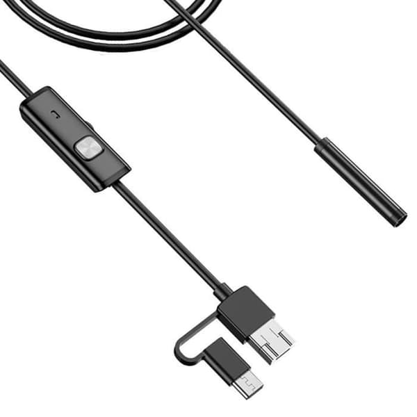 AVIZAR IP67 vattentätt endoskop - 5,5 mm inspektionskamera med USB-C, micro USB och USB-portar