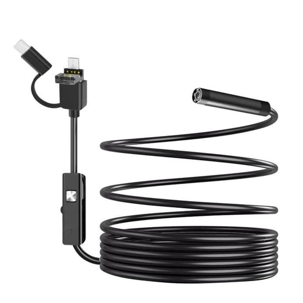 AVIZAR IP67 vattentätt endoskop - 5,5 mm inspektionskamera med USB-C, micro USB och USB-portar