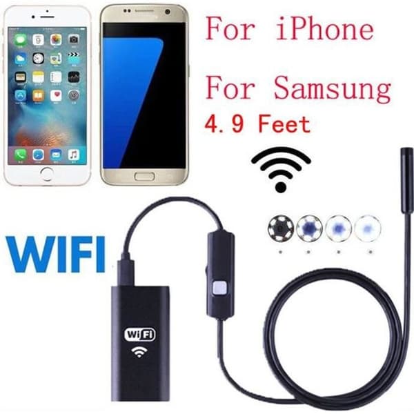 YZW-389-Wireless HD 720P Vattentät Smart WiFi Borescope Inspection Camera för iPhone Svart