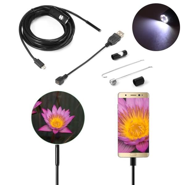 XCSOURCE Endoscope 6 LED Vattentät Micro USB 7mm-2M + USB-adapter för PC Android-enhet med OTG-funktion BI705