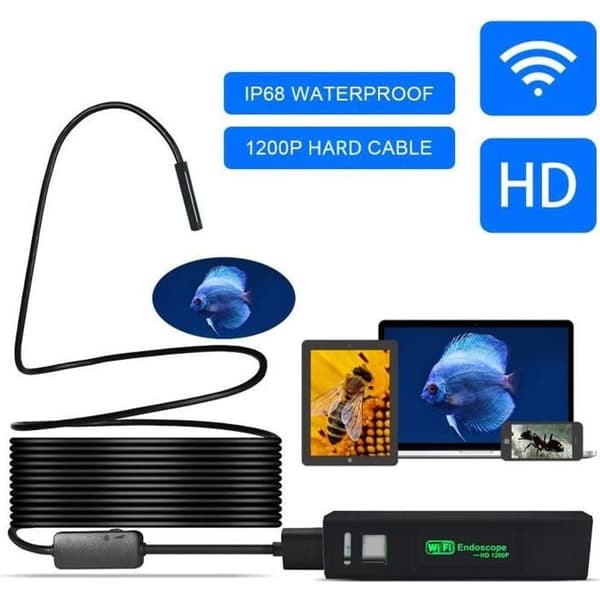 WiFi Borescope Inspection Cameras5M, HD2.0Megapixel IP67 vattentät ormkamera med 6 LED, kompatibel med Android, iOS iphone