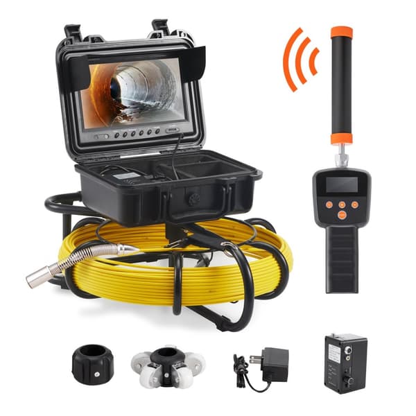 9" 720P färgskärm rörinspektionskamera med 512Hz locator, 91m kabel, 4500mAh batteri, enkel positionering, IP 68 vattentät