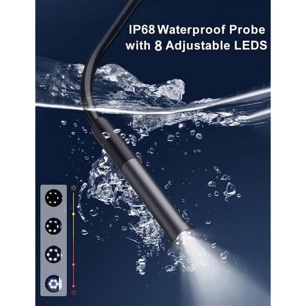 3 i 1 industriellt endoskop, 1200P HD-endoskopkamera 8 mm vattentät IP67 3,5 M-kabel med 8 lysdioder Kompatibel med Android