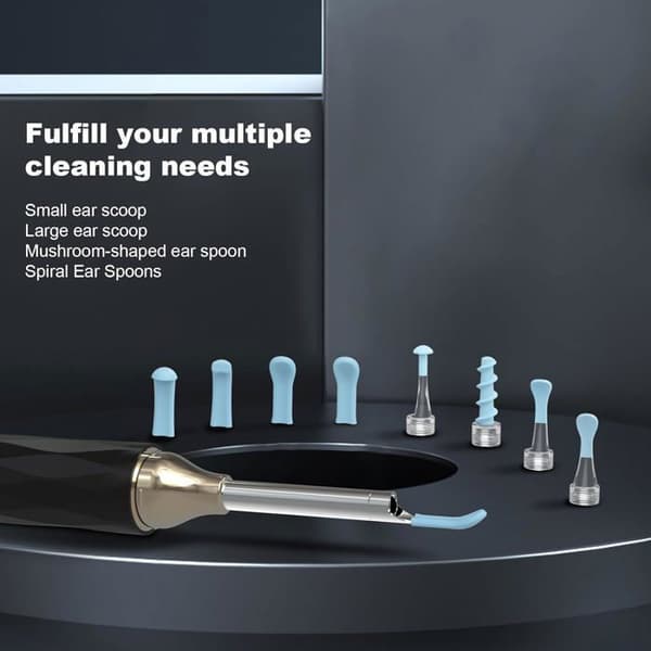 Ear Otoscope 1080P HD 3,5 mm kamera Iscope IP67 vattentät öronrengörare med 6 LED-lampor Öronrengöringsverktyg, blå