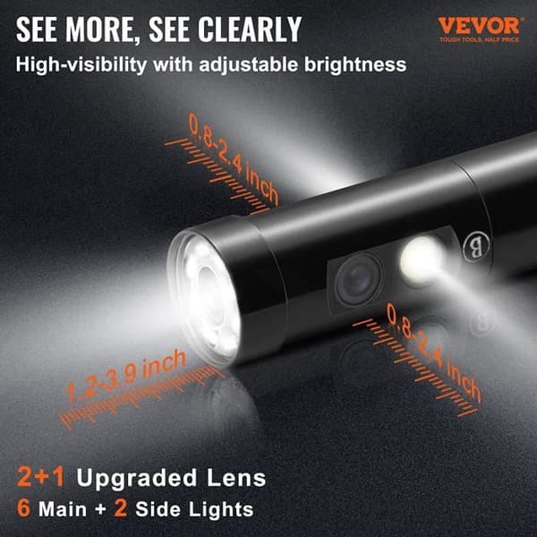 Endoskopkamera med tre linser Endoskopisk inspektion med 4,5" IPS-skärm 1080P objektiv halvstyv ormkabel 5m 8 Lumen[26]