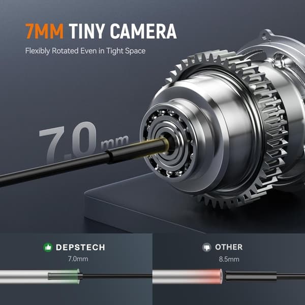 Endo-/Boreskop Kamera 1080P Digital Inspektionskamera, 3,5m kabel 7mm IP67 4.3'' IPS Skärm, 6x LED
