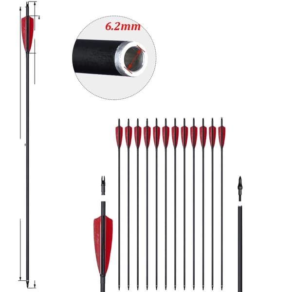Bueskydning Carbon Pil, 31,5 Tommer Længde, 4 Tommer Skjoldfjer,36 stk RBL Blå N 24pcs RBL Black N