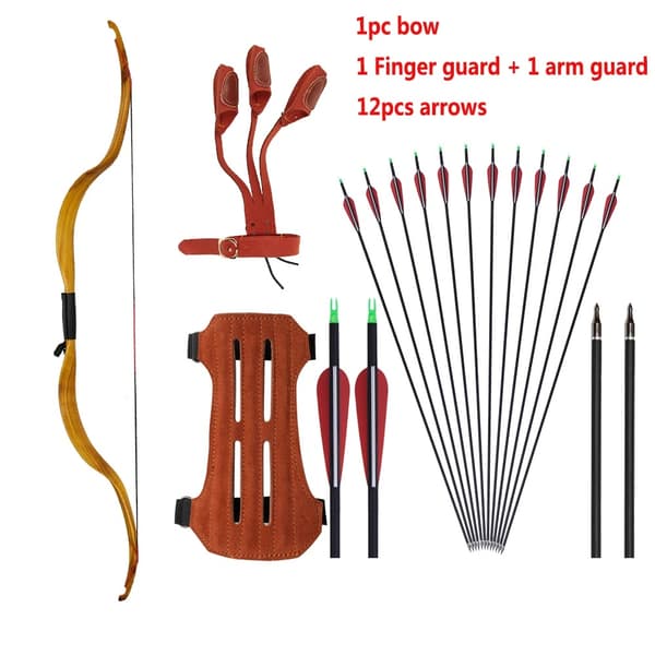 Recurve Båge och Pilset, 126 cm Längd, 20 lbs Dragvikt,ZG röd A Q