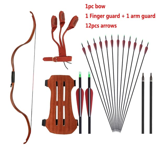 Recurve Båge och Pilset, 126 cm Längd, 20 lbs Dragvikt,ZG röd A Q