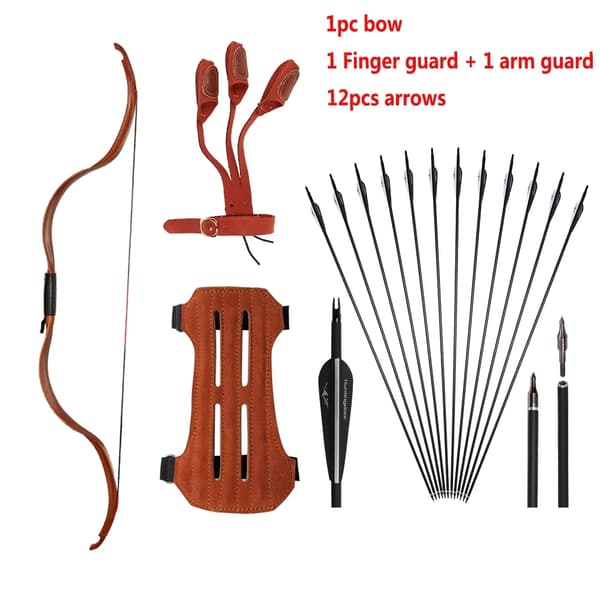 Recurve Båge och Pilset, 126 cm Längd, 20 lbs Dragvikt,ZG röd A Q