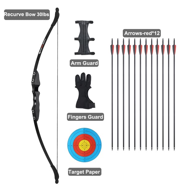 Jousiampumasetti, mukana 12 hiilikuituista nuolta, saatavilla 30lbs ja 40lbs vaihtoehtoina,30 lbs Recurve Set-a