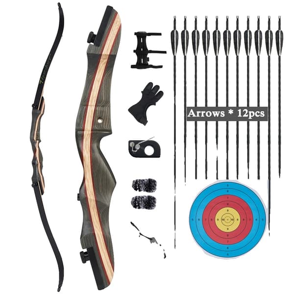 Recurve Buesæt, Justerbar Trækvægt, Komplet Buejagt Tilbehør,45 lbs-sæt