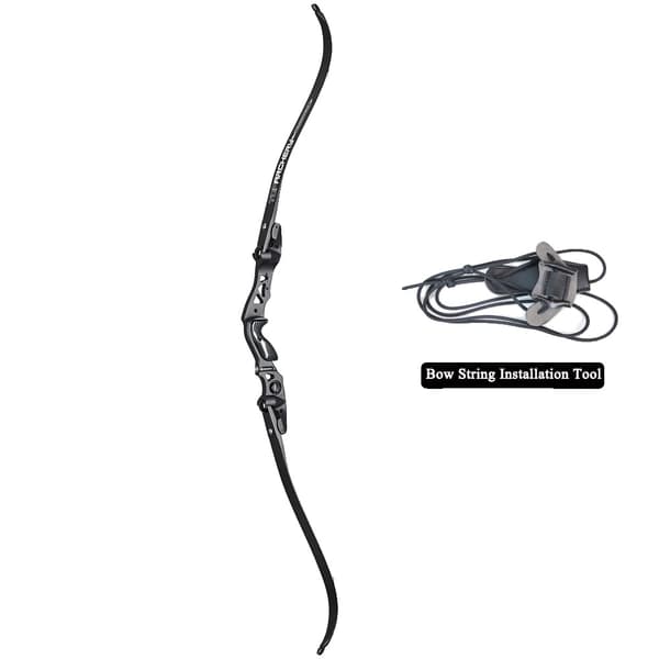 Recurve-båge, 62 tum lång, justerbara dragvikter, lättviktsdesign,svart-30lbs