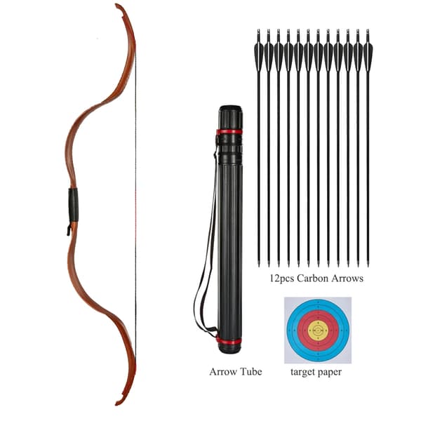Traditionell Recurve Båge, 25 lbs Dragvikt, 50" Längd,Brun BW AQ
