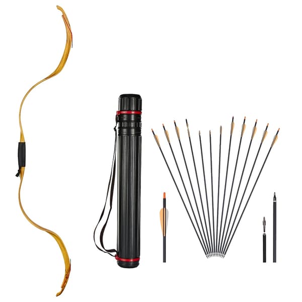 Traditionel Recurve Bue, 25 lbs Trækvægt, 50" Længde,Gul QW AQ