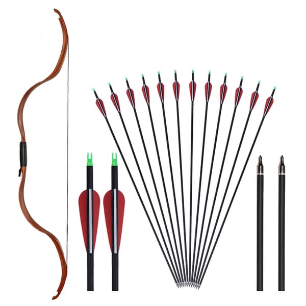 Traditionel Recurve Bue, 25 lbs Trækvægt, 50" Længde,Brun RW