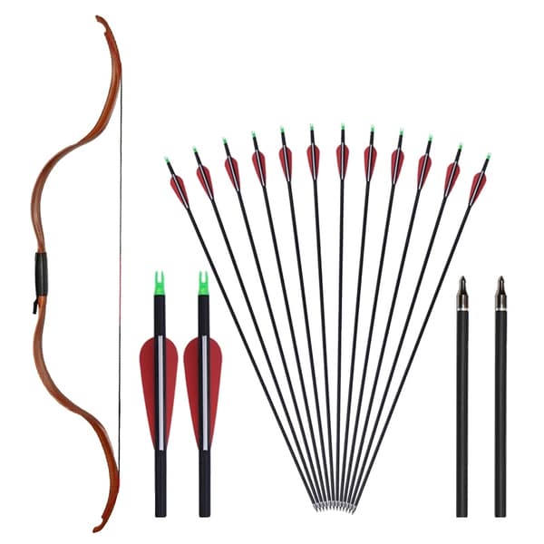 Traditionel Recurve Bue, 25 lbs Trækvægt, 50" Længde,Brun RW