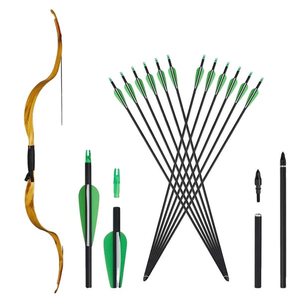 Traditionel Recurve Bue, 25 lbs Trækvægt, 50" Længde,Gul  GW