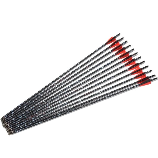 Kolfiberpilar, 31,5 tum totalt längd, 100 grains pilspets,Röd 24 Bitar