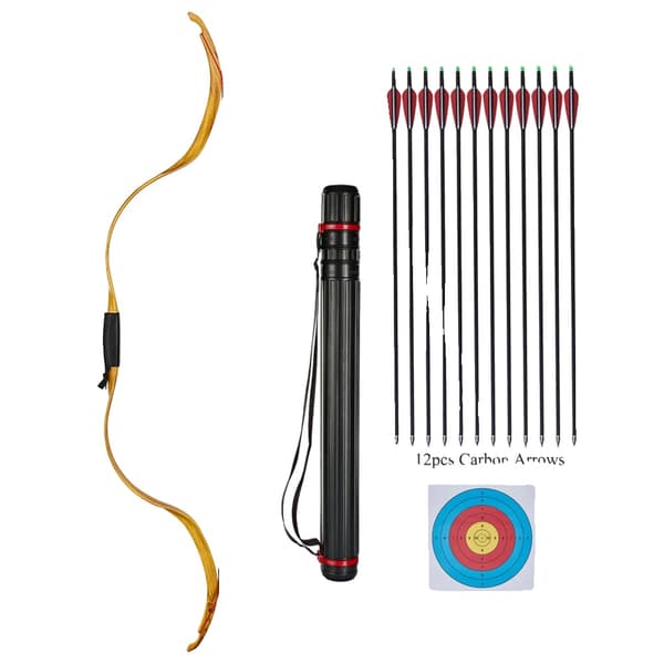 Traditionel Recurve Bue, 25 lbs Trækvægt, 50" Længde,Gul RW AQ