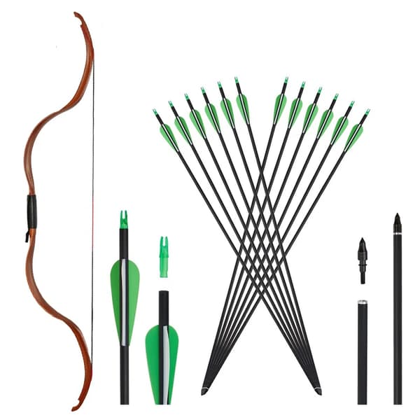 Traditionell Recurve Båge, 25 lbs Dragvikt, 50" Längd,Brun GW