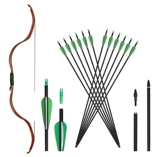 Traditionel Recurve Bue, 25 lbs Trækvægt, 50" Længde,Brun GW