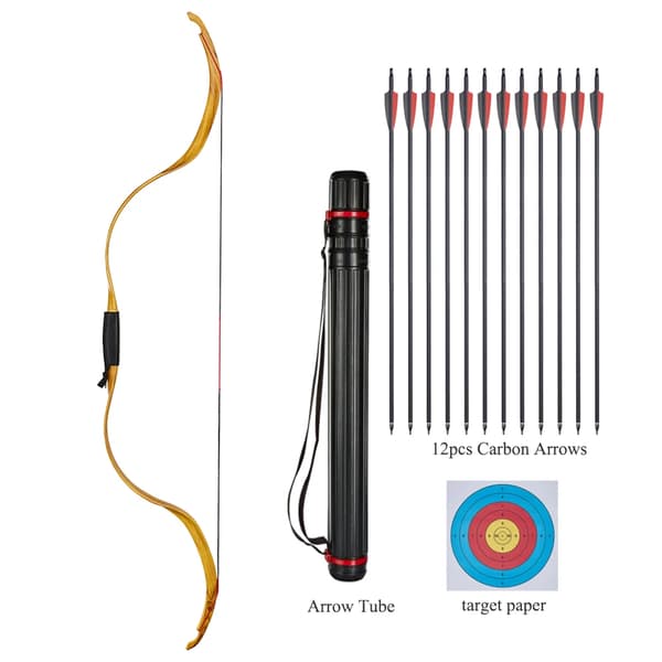 Traditionel Recurve Bue, 25 lbs Trækvægt, 50" Længde,Gul RB AQ