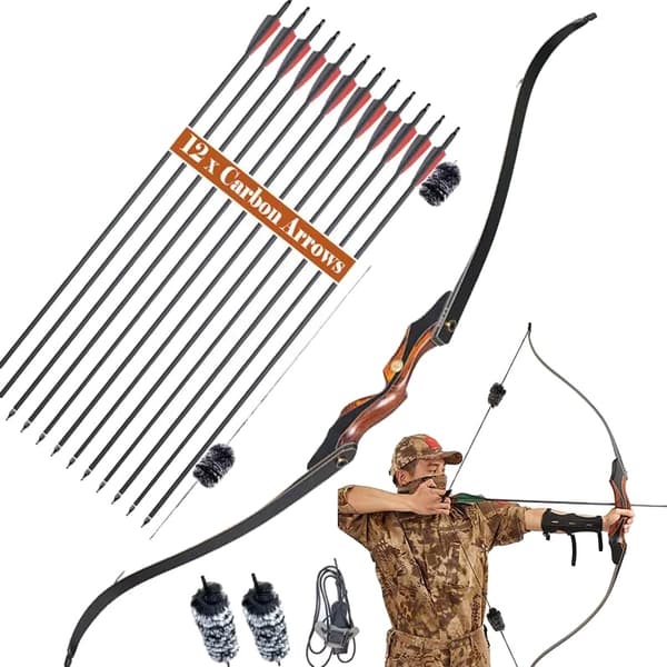 Jousi, 60 tuumaa pitkä, monipuoliset vetovoimat,40 lbs jousi  12 nuolta