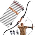 Miniatyrbild 1 av 2: Recurve-båge, 60 tum lång, mångsidiga dragvikter,50 lbs båge  12 pilar