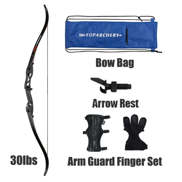 56" Recurve Bågskytte, Justerbara Dragvikter, Armskydd och Fingertopp Set Ingår,30 pund