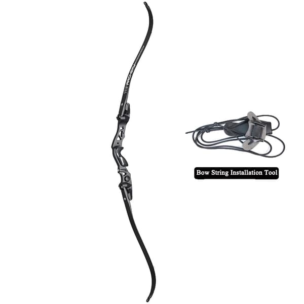 Recurve-båge, 62 tum lång, justerbara dragvikter, lättviktsdesign,svart-60lbs